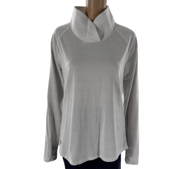 Under Armour White Striped Zinger Cross Over Cowl Neck Pullover - Picture 4 of 10